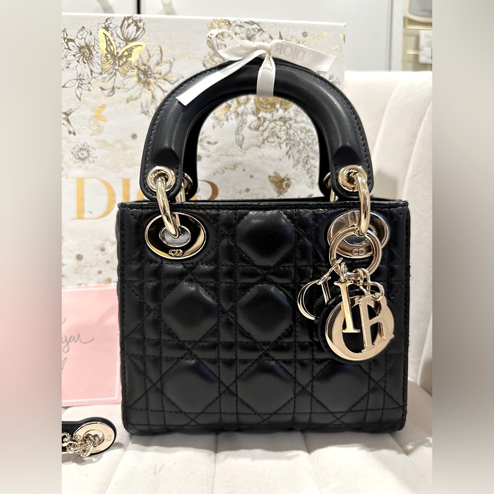 Mini Lady Dior in Black - Lambskin w/Champagne Gold Hardware